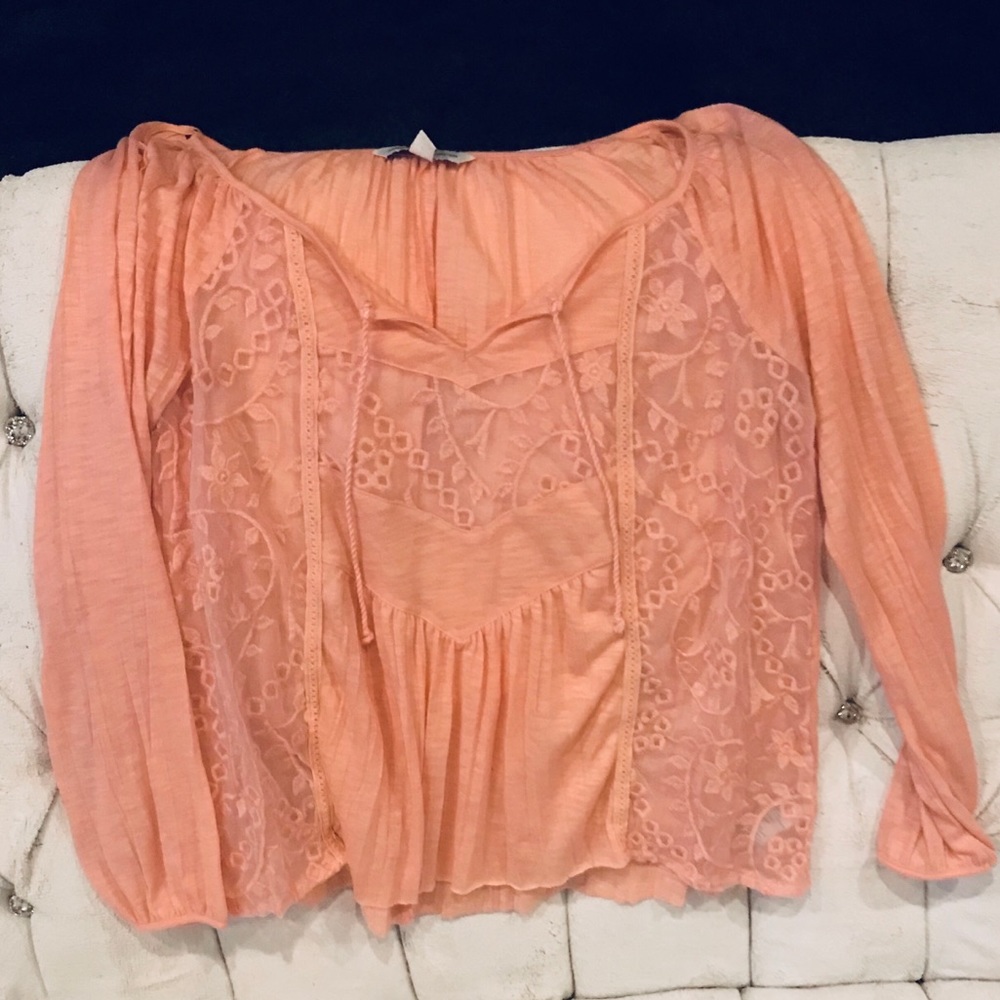 American Eagle Peach Boho Style Top XS NWOT